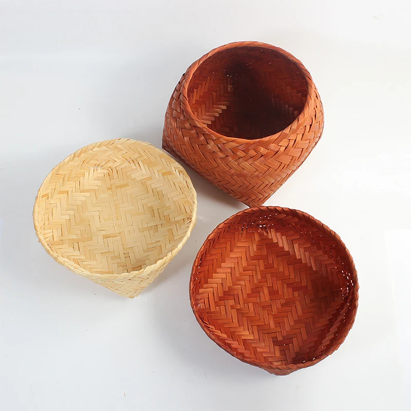 Rectangular Desktop Storage Handmade Handcraft Bamboo Basket Rope Woven bamboo Basket Gift Storage Baskets