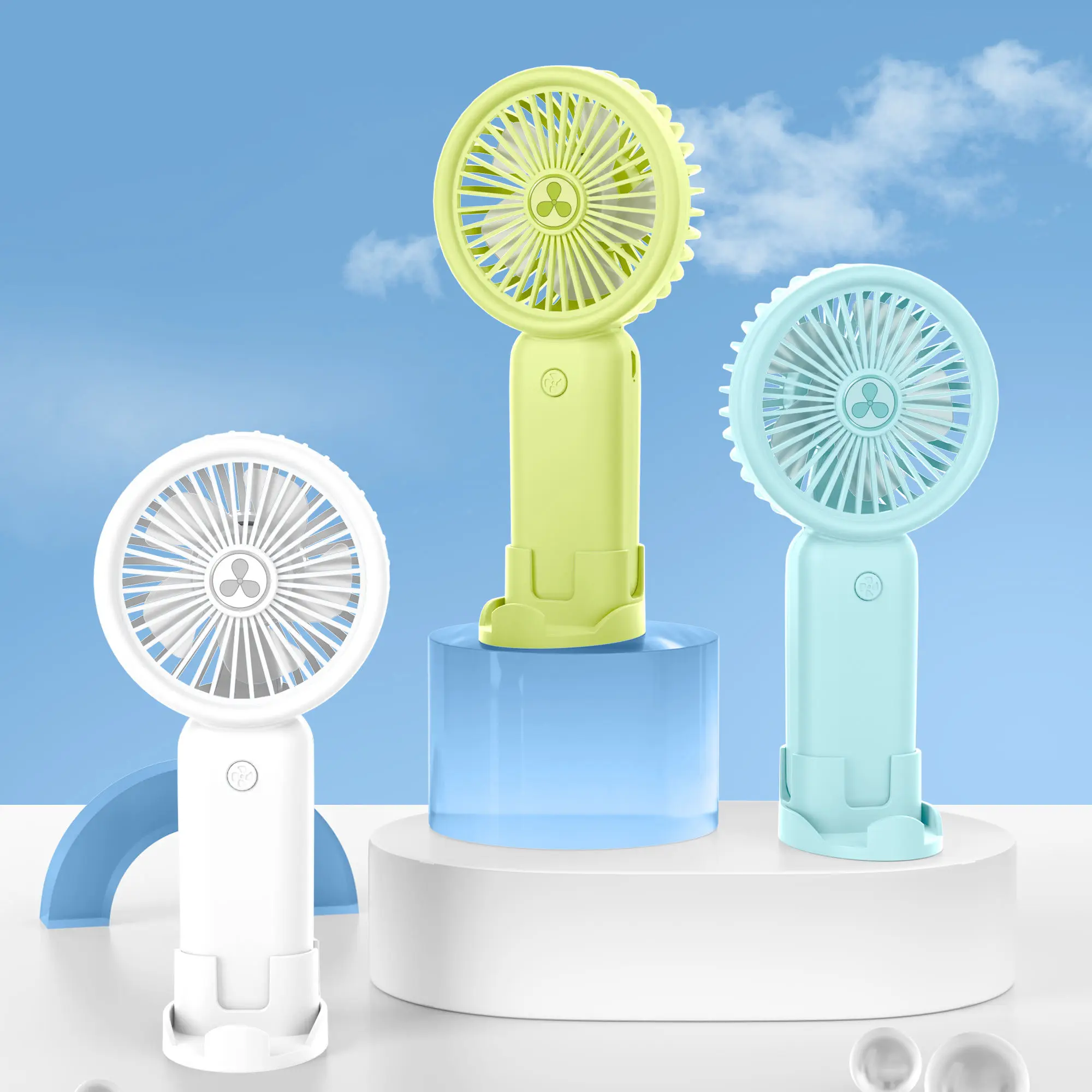 Multi function Desktop Table Ventilador Portatil Stand Air Cooling Hand Held Electric Small Portable Rechargeable Fan Mini