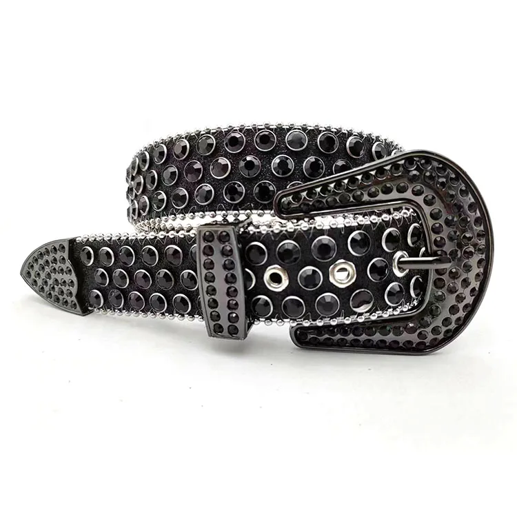 Western Bling Bling Rhinestone Belts For Men Women Fashion Crystal Studded Leather Diamond Belts For Jeans