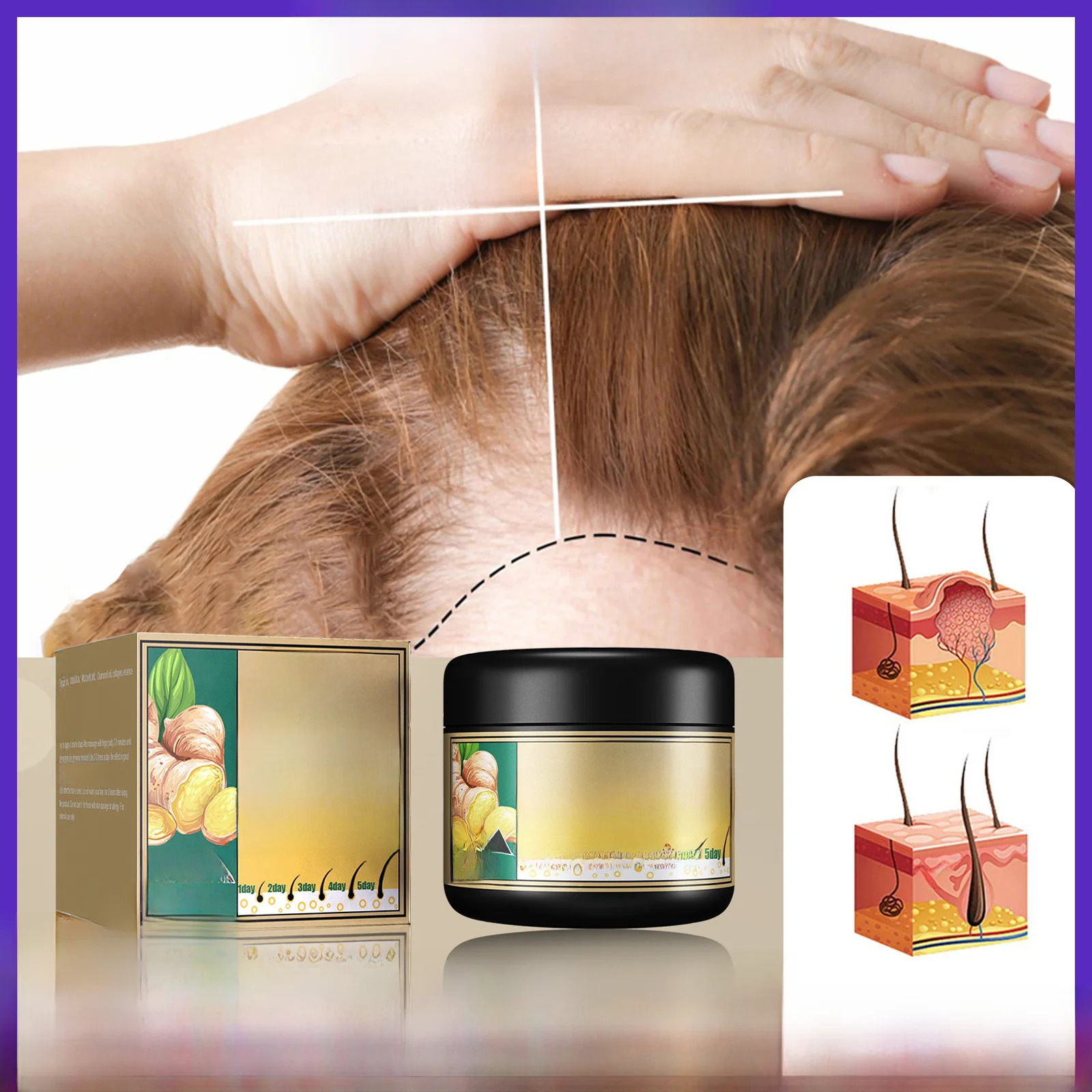 Eelhoe Ginger Dense Pomade for Thick Hair Cleansing Smooth Hair Repair Cream Effective Dry Frizzy Hair-Loss Prevention