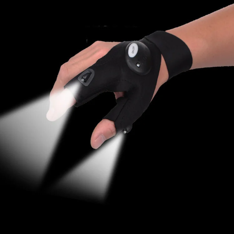 JETSHARK Fishing mitten With LED Flashlight Waterproof Outdoor Fingerless mitten Anti Slip Right/Left Fishing mitten