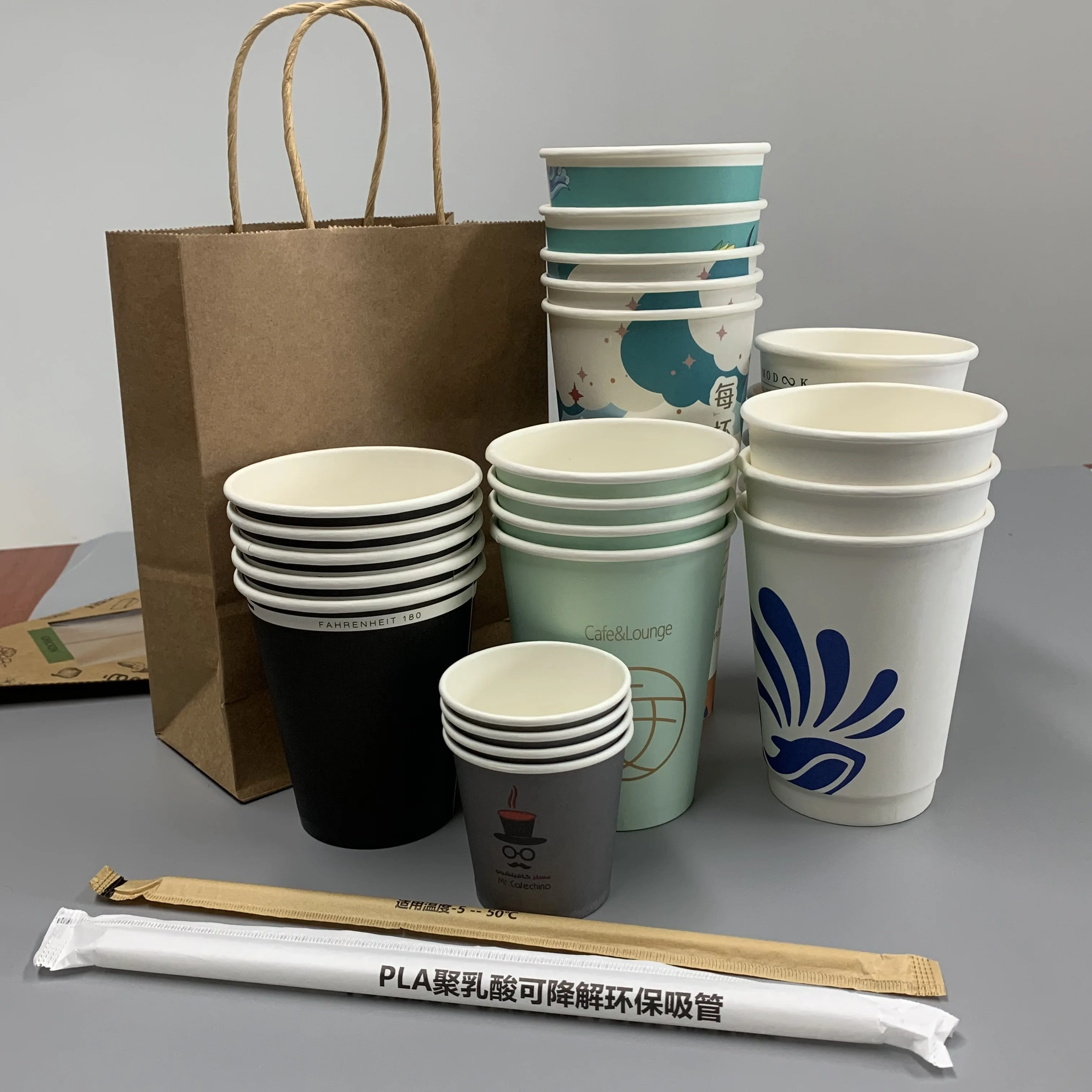 Custom Logo Printed 8oz 12oz Double Wall Coffee Paper Cups