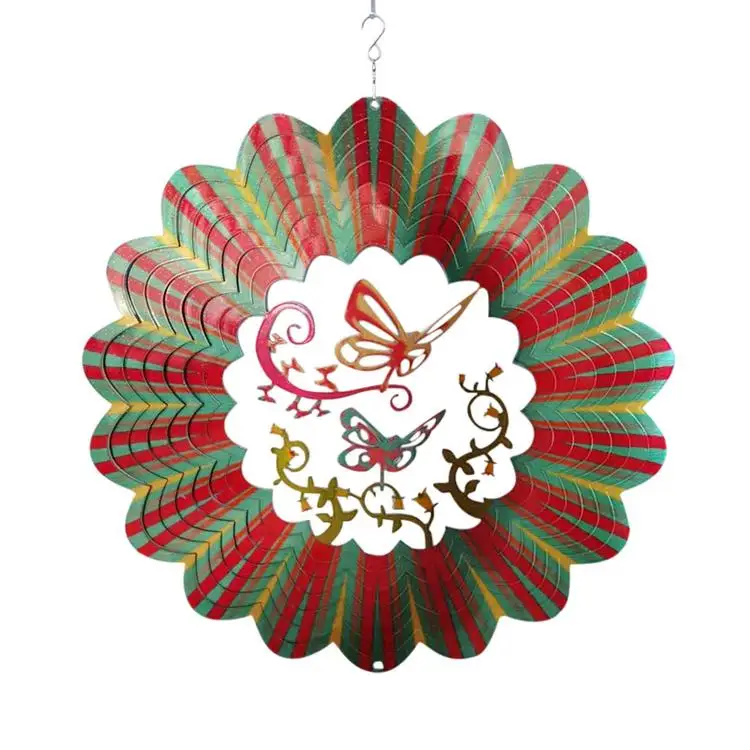 
12 Inch Wind Spinner 3D Stainless Steel Indoor Outdoor Pendent Garden color wind chimes decoration 