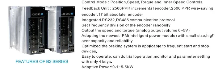 220V 3phase ac servo  driver for 1kw 1.5kw 2.3kw 3.8kw 2.6kw  absolute and incremental encoder  servo motor