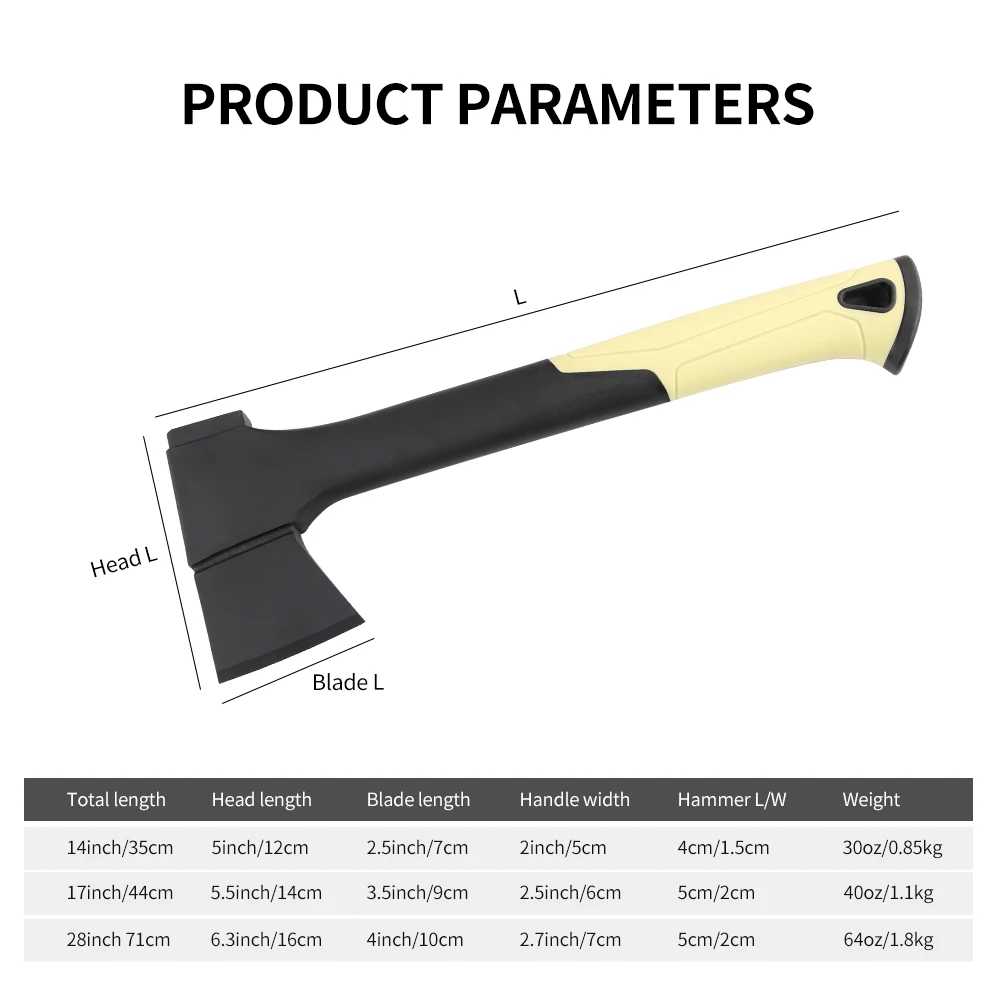 best seller Splitting Axe Synthetic Textured Rubber Grip Chopping Axe Non-Stick Camping axe