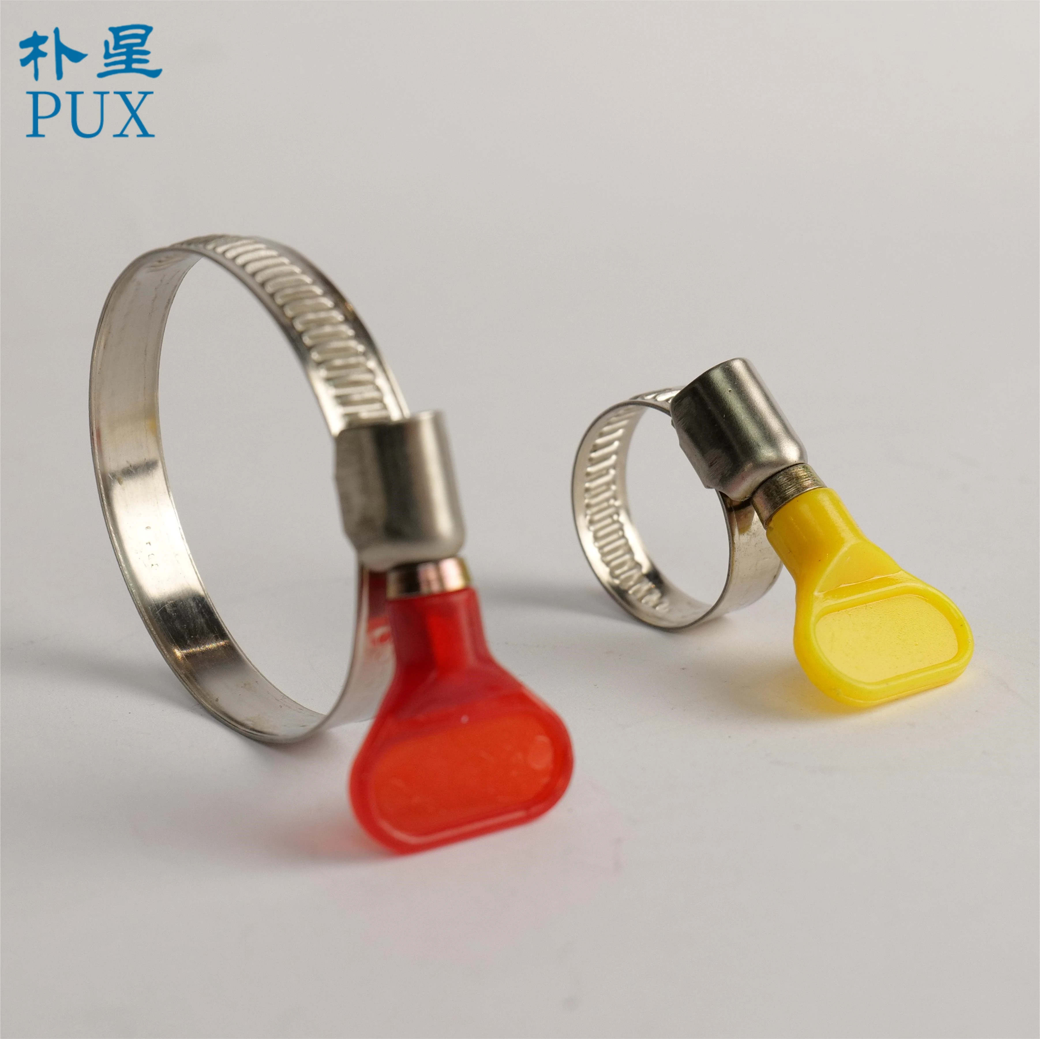 304 201 316 stainless steel American type hose clamp with plastic/metal butterfly key for pipe fitting gardening  19/22/25/32mm