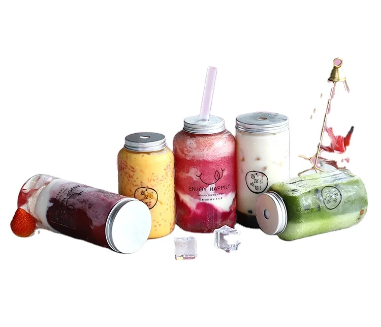 Packaging Plastic Pop Can 500 Ml Transparent Pet Beverage Can With Aluminum Ring Pull Cap