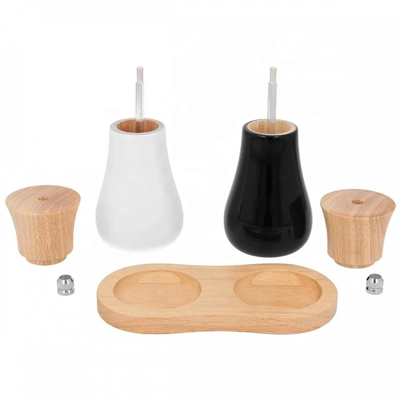 Classical Grinder SetsSalt and Pepper Shakers Manual 2pcs Wood Salt and Pepper Mills Set With Wood Holder