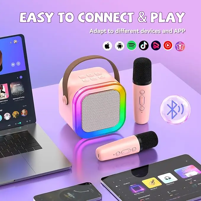 K12 bluetooth Speaker with Speaker for Home or Outdoor Parties Bluetooth Speaker Mini Karaoke Machine for Kids