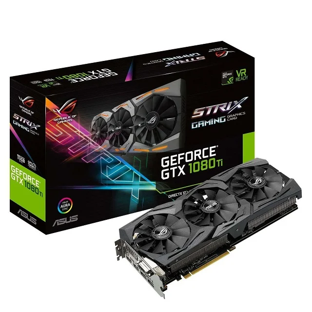 Видеокарта GTX 1080 Ti 11 ГБ, видеокарта C STRIX ROG GeForce Asus 1080 ti Gaming 11 ГБ