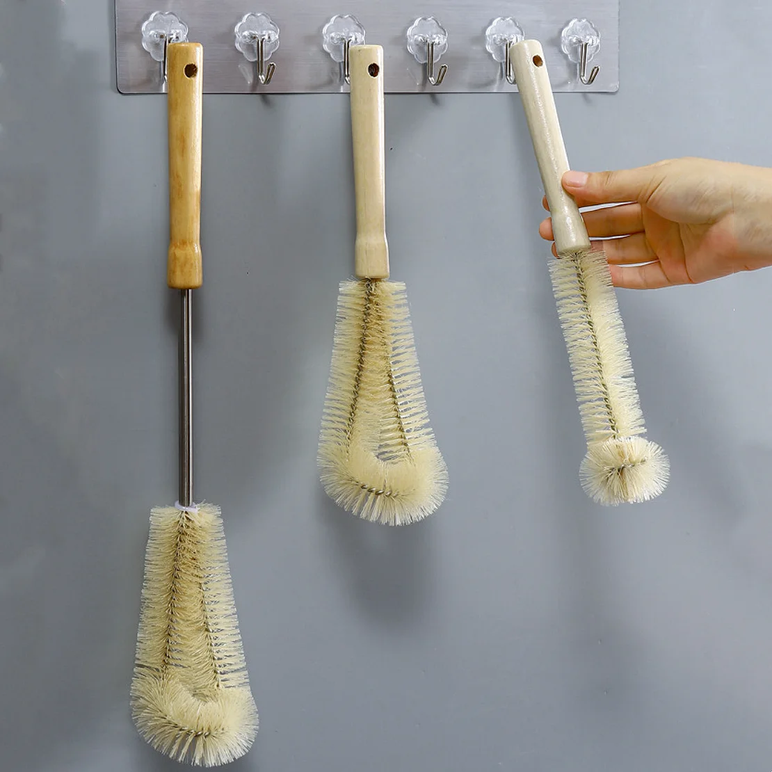 Bottle cup brush Curved head Long handle cleaning Washing cup soybean milk wall breaker brush