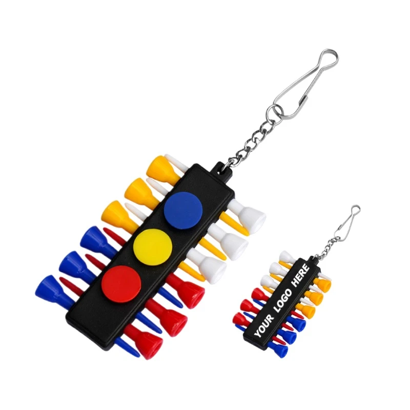 Custom Black Golf Tee Holder with 12 Tee & 3 Ball Marker Holes Keychain Accessory for Golf Bags, 1-Pack Carrier