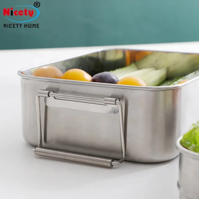 Eco-friendly 2 layer bento lunchbox stainless steel  bread box with clips reusable plastic-free