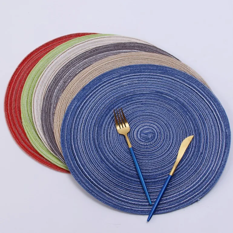 Hot Nordic cotton yarn round dining table western place mat,handmade non-slip anti-soup plate bowl mat cup insulation pad