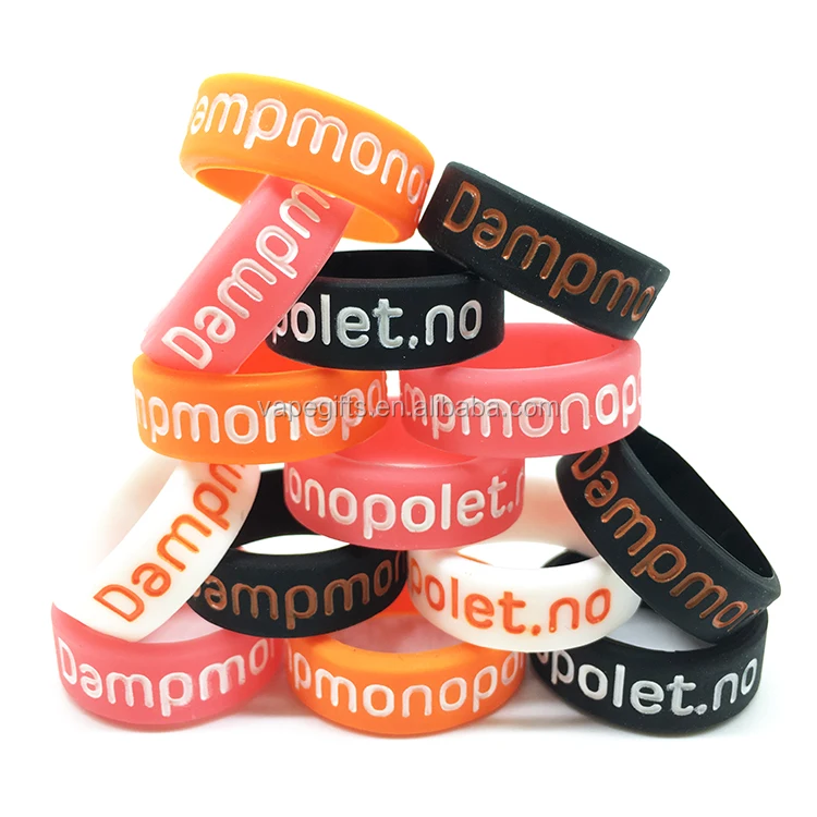 Europe hot sale debossed 3D logo E-liquid silicone rubber vape bands with customized design