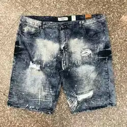 China Stock Lot China design jeans shorts for man korean jeans ripped shorts loose oversize denim shorts