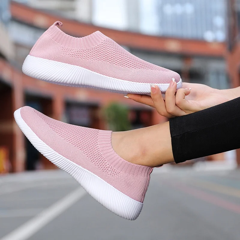 Women Vulcanized Shoes High Quality Women Sneakers Slip On Flats Shoes Women Loafers Plus Size 43 Walking Flat