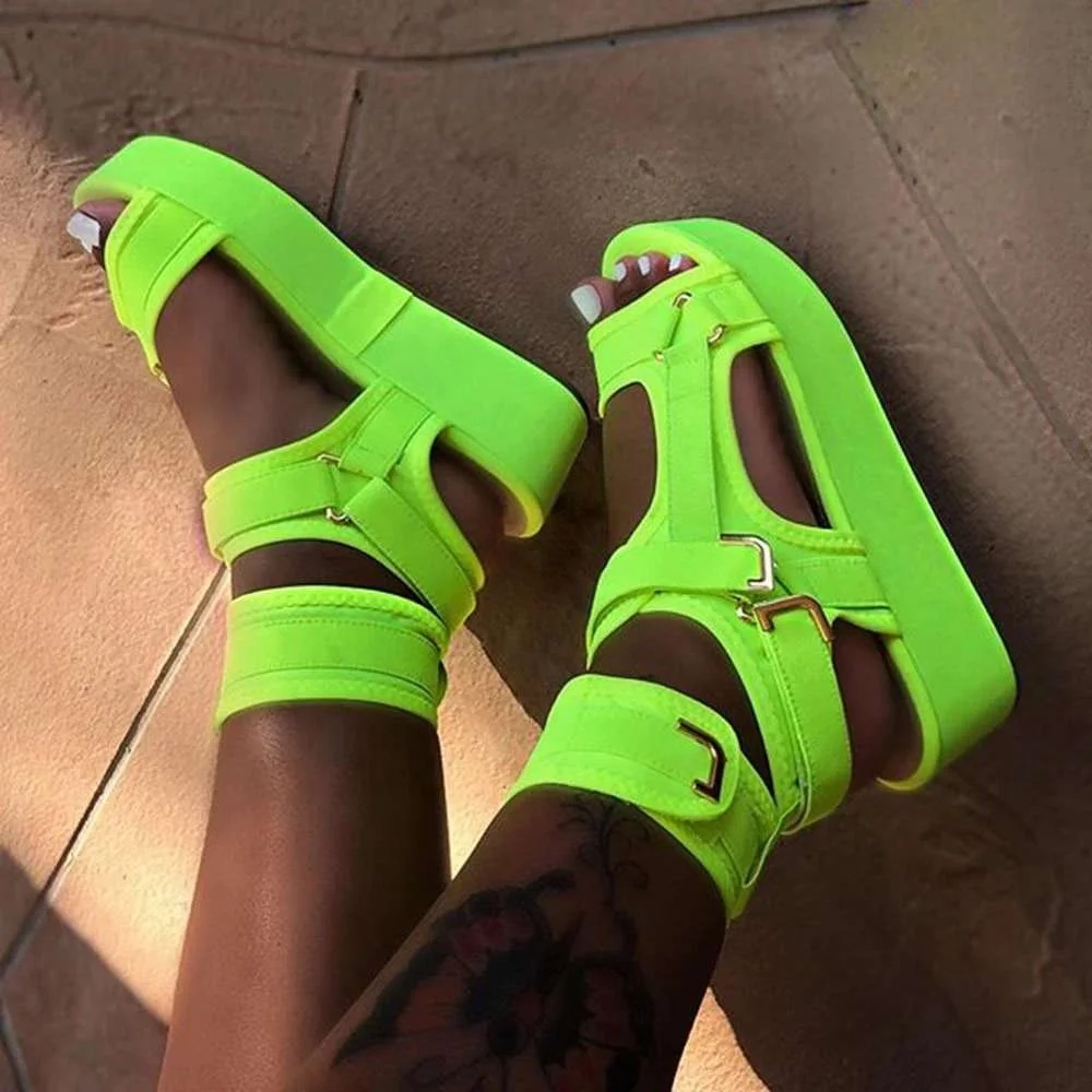 
2021 Summer Women Platform Sandals High Heels Ladies Casual Chunky Heel Gladiator High Top Wedge sandals 