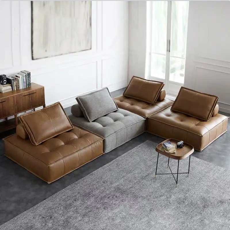 Nordic modern living room high-end creative leather sofa custom furniture for three people