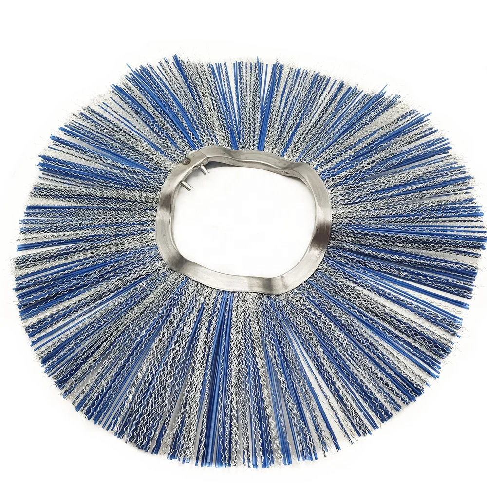 PP Mix Steel Wire Fastening Wafer Brush Snow Rotary Convoluted Wavy Ring Brush For Road
