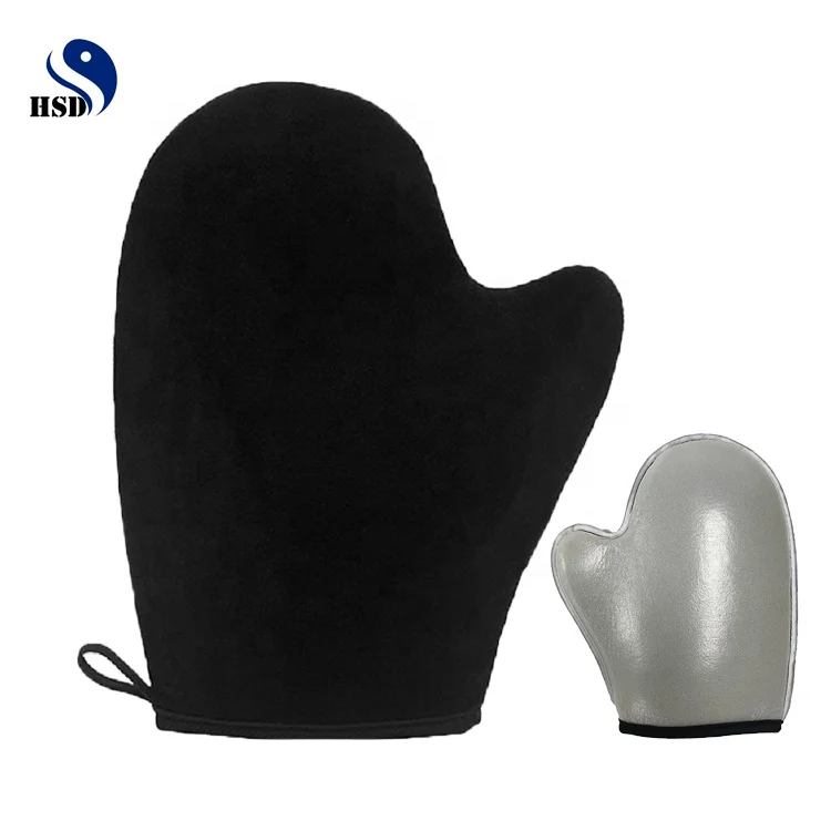 oem odm private label wholesale fashion double-sided velvet tanning mitts wholesale self tanning mitt branding