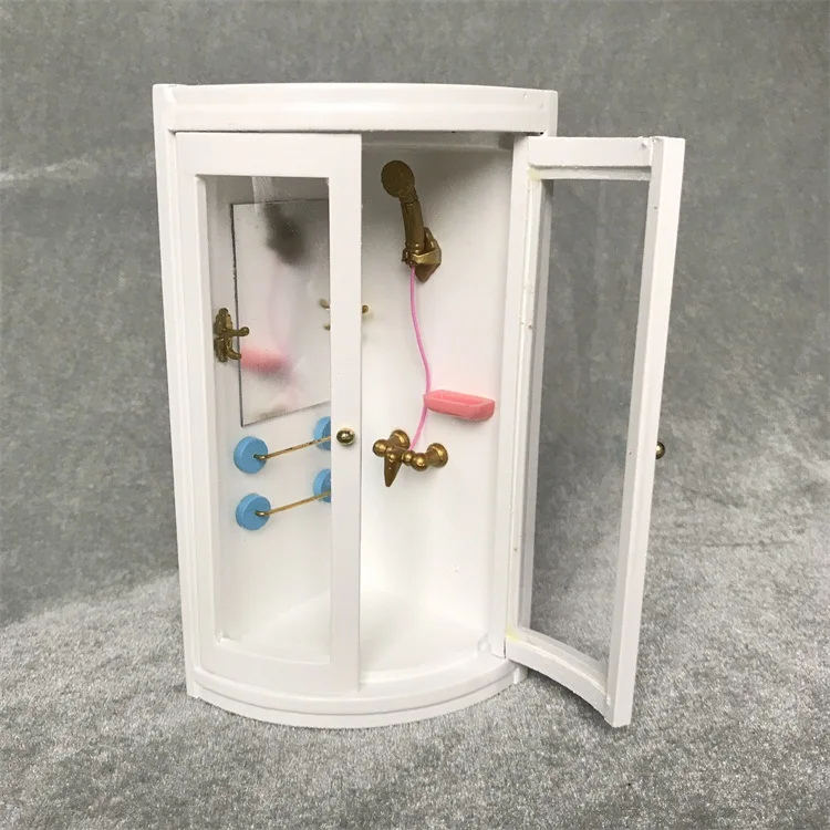 Doll-house Miniature 1 12 Scale White Bathroom Shower Room Furniture Simulation