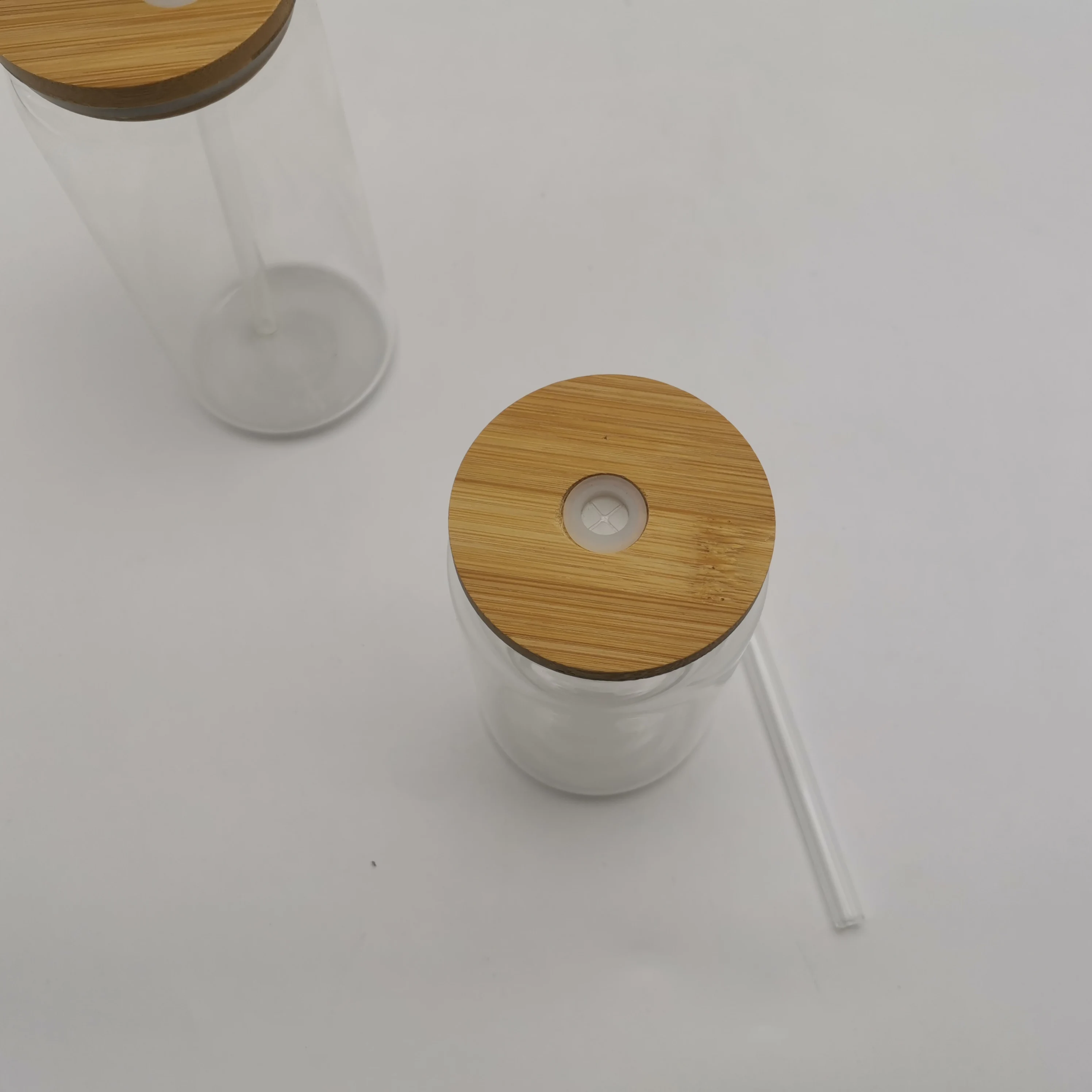 25Ox 25Oz 16 Oz Clear Libby Bear Cans Glass Can No Lid 20Oz With Bamboo Lid And Glass Straw Subl