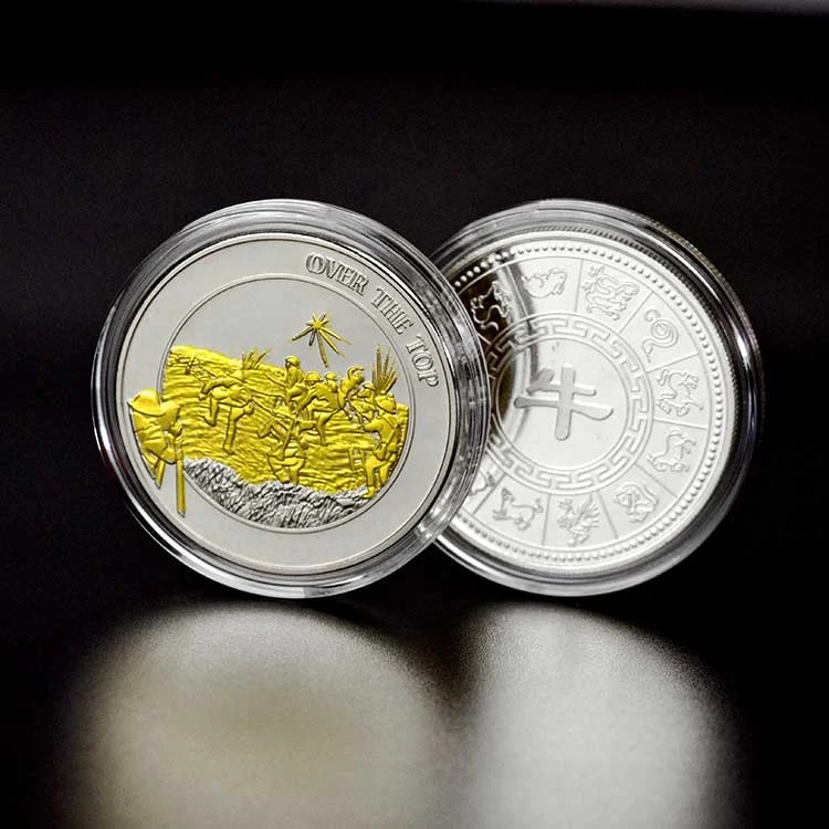 Coins Custom Made Fine Engraved Souvenir Pure Silver Coin Plated Colored Metal and Silver Gold Europe Silver Coins 1 Oz Casting