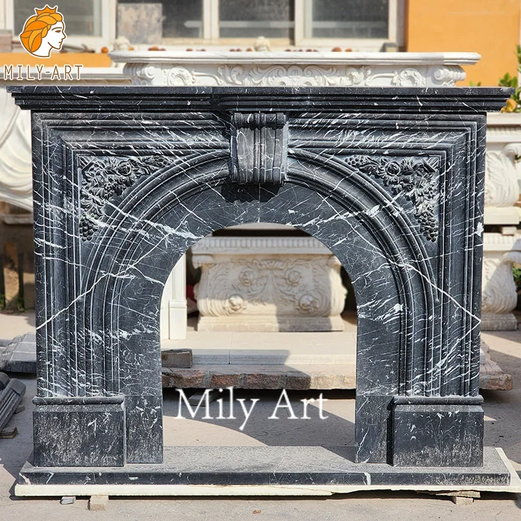 Contemporary Fireplace Surround High Quality Black Marble Fireplace Mantel
