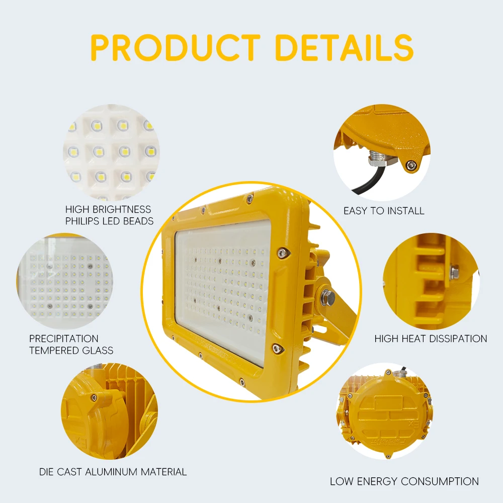 Stock hazardous location water proof 100w 200w LED explosion proof flood lights anti-explosive ceiling flood light fixtures