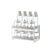 Kitchen Storage 11piece Oil and Vinegar Bottle Set with Stainless Steel Rack and Glass Spice Jar Set