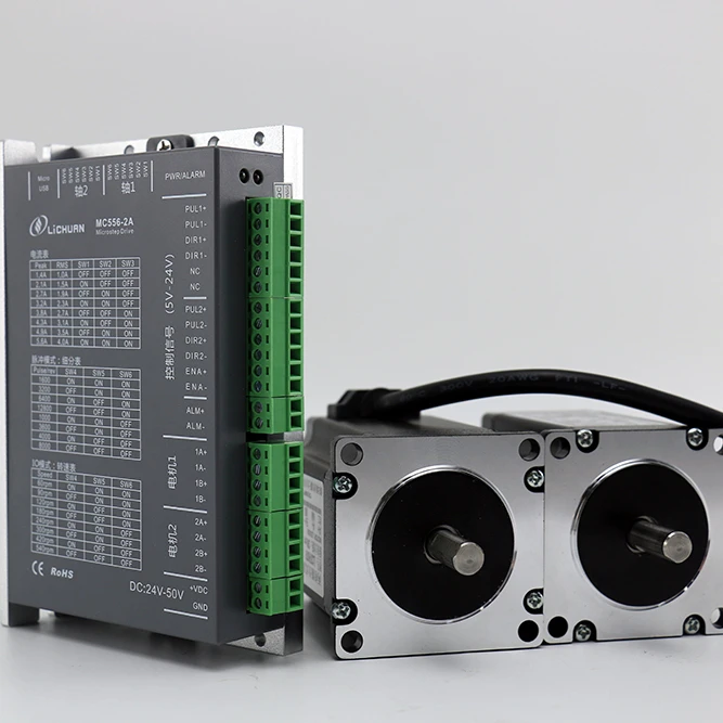 Lichuan Motor Stepper 2 Axis Cnc Kit 3.0A DC24V-50V 2 Axis 2phase Nema 34 Stepper Motor Driver kit  MC556-2A+LC86HS66