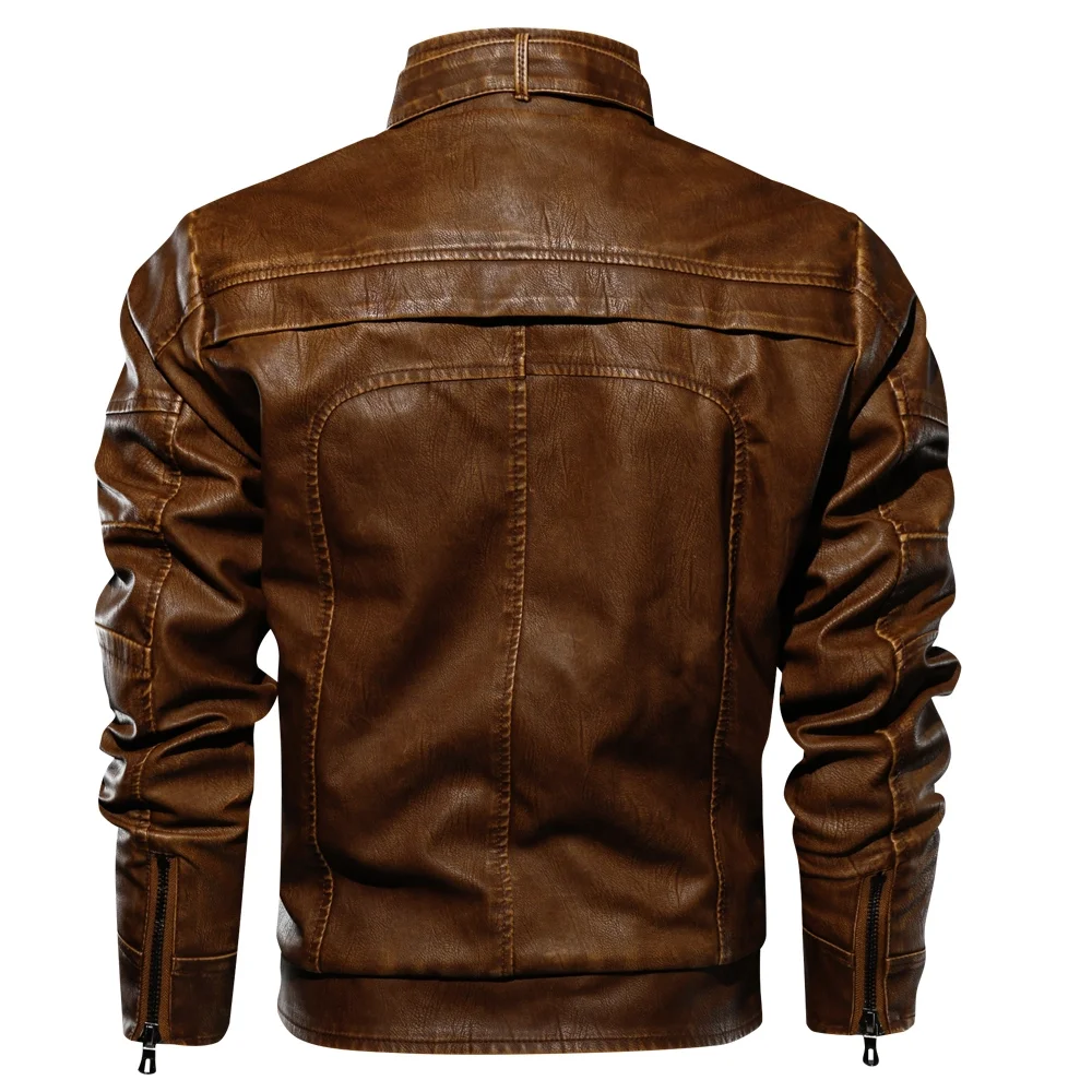 Asiapo China Factory Men Biker Motorcycle Street Classic Bomber PU Leather Jacket