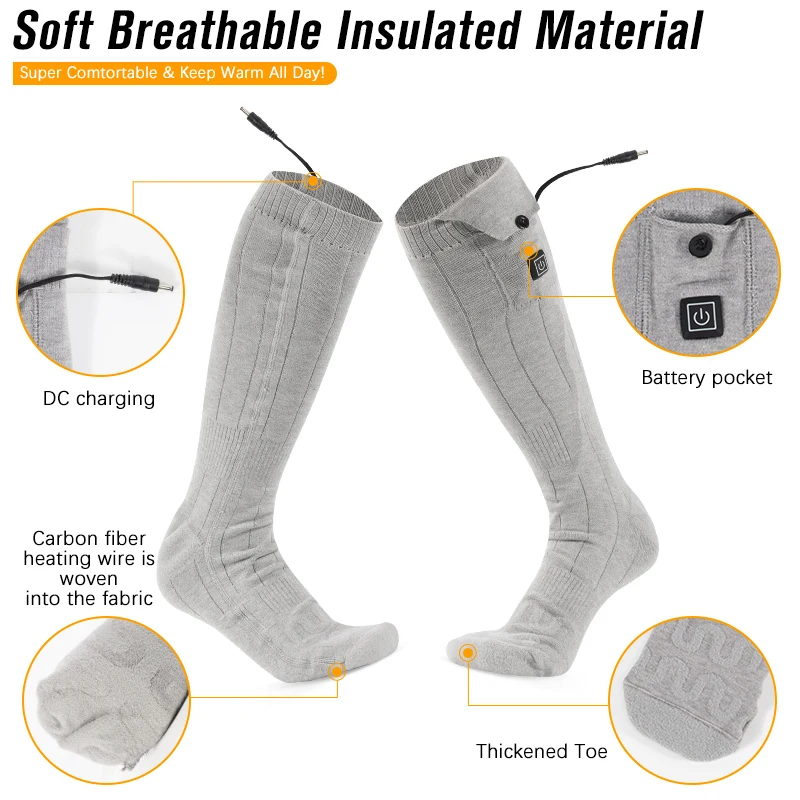 Remote Controlled 3.7V 4000mAh liion Batteries Fluffy Heated Socks Thick Outdoor Ski Hiking Cozy Socks for men women