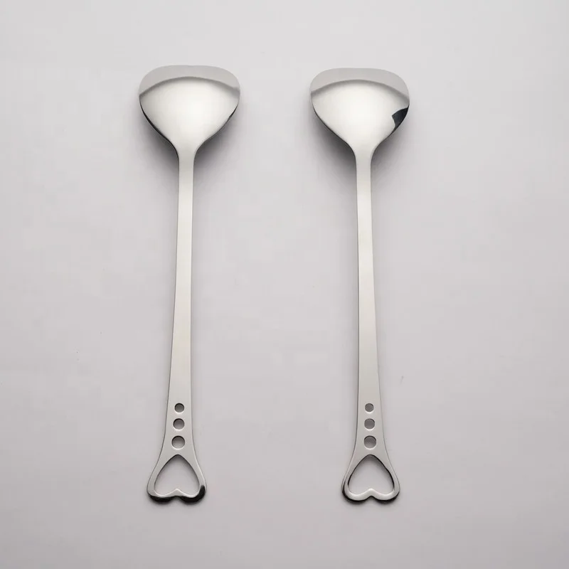 Stocks Popular Tableware Customized Desert Spoon Unique Heart-Shaped Stainless Steel Spoon For Party