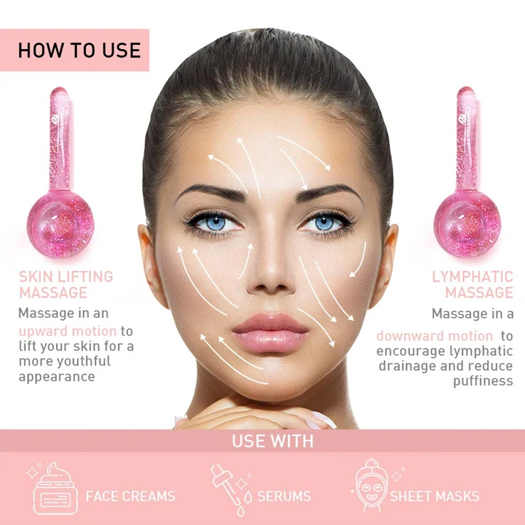 Hot Selling Cooling Cryoball Rolling Hockey Facial Massage Cryo Globes Roller Magic Beauty Products Glass Ice Globe