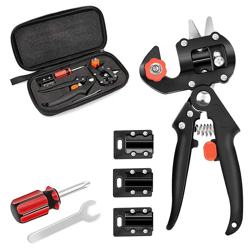 2 in 1 Garden Grafting Tools Pruner Kit with V-Graft/U-Graft Plant Branch Vine Fruit Tree Cutting Tool Kits Scissors