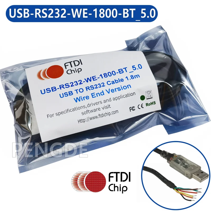 USB-RS232-WE-1800-BT_5.0 FTDIchip Official Original Genuine USB to UART cable with RS232 level UART signals +5.0V 1.8M