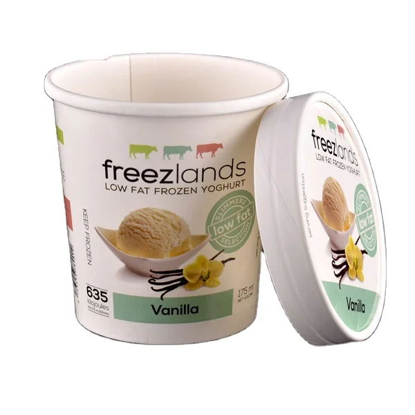 Sunkea Yogurt Ice Cream Paper Cup Custom Logo Cartoon Yogurt Jelly Juice Smoothie Slush Milkshake Ice Cream Fruit Cheap