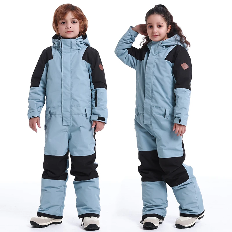 Sport Warm Children Jumpsuit Hooded One Piece Boys Snow Suit Outdoor Mountain Girls Skiing Overall Snowboard Kids Winter Clothes