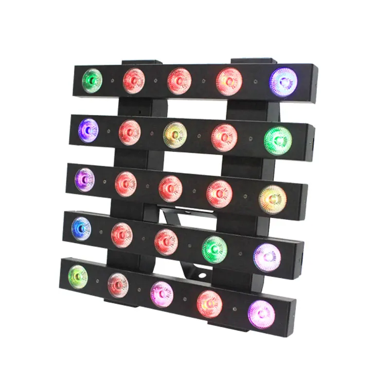 RGBW 4in1 LED DMX Blinder Light Matrix Disco Matrix Stage Light RGB High Brightness 25pcs 10w 5x5 Full-color Black 90 Theme Park