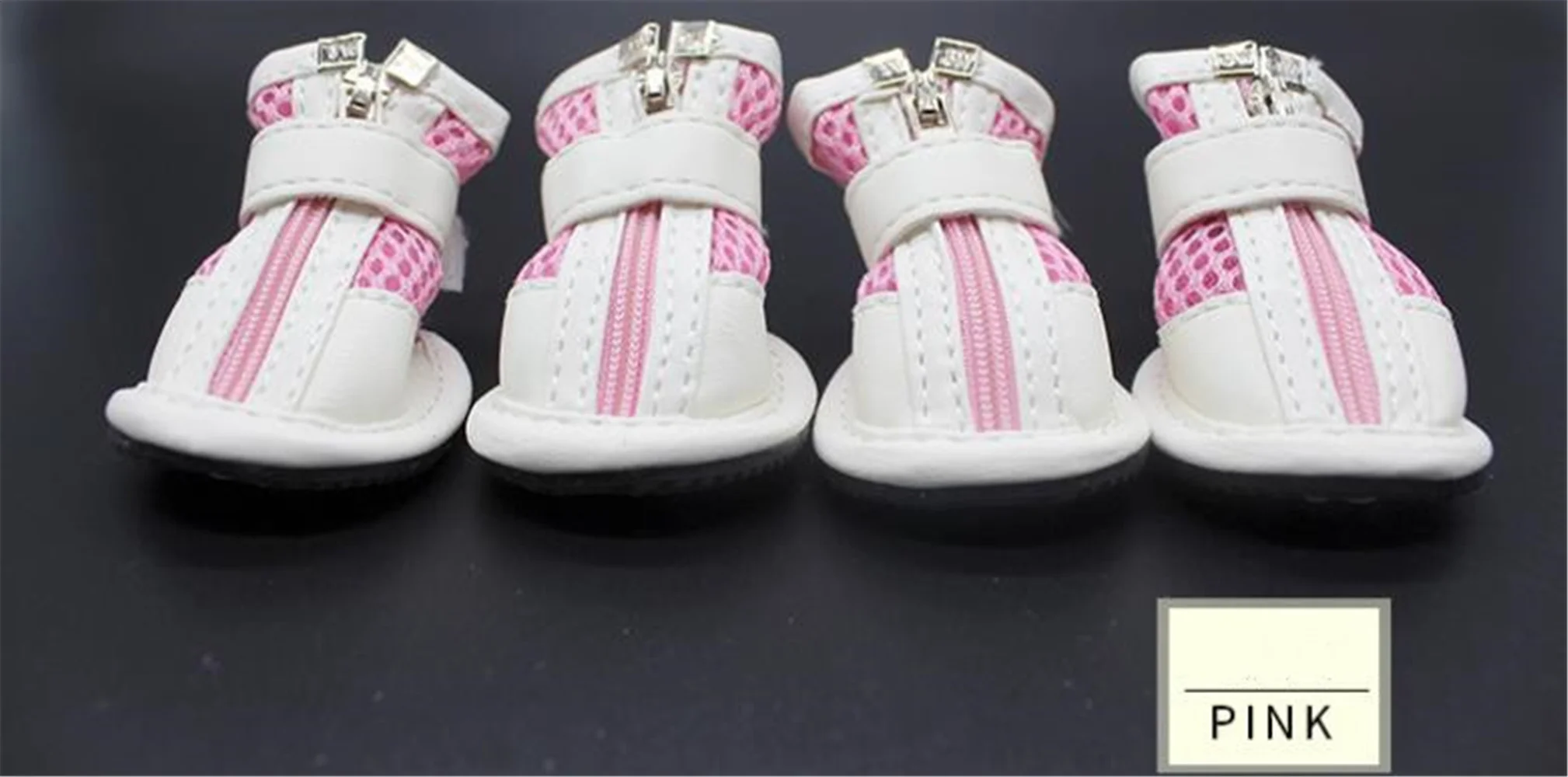 Pet Mesh Shoes Cat and Dog Sneakers with Zipper and Magic Tape Anti-slip Design Breathable Pet Apparel