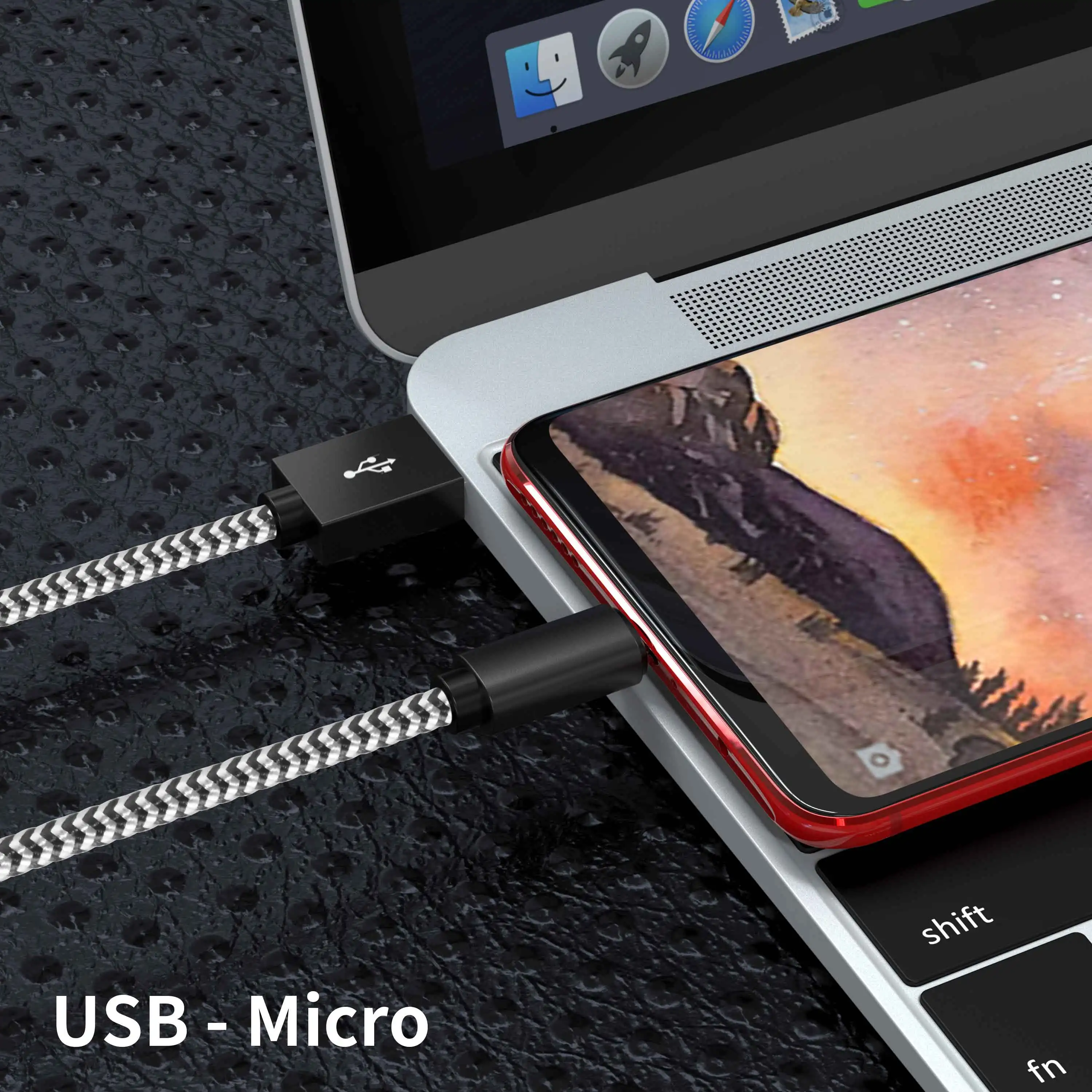 цветной Фабричный изготовленный на заказ USB 2,0 зарядный шнур 8 Pin Micro Type c плетеный нейлоновый зарядный кабель