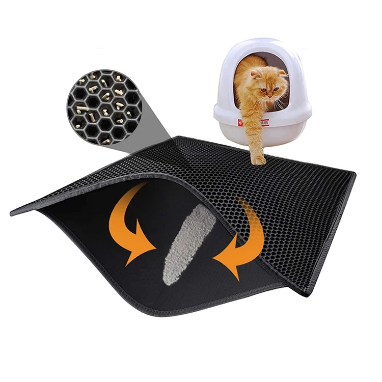 Honeycomb Double Layer Urine Water Proof Scatter Control Less Waste Easier Clean Washable Cat Litter Mat Cat Litter Trapping Mat