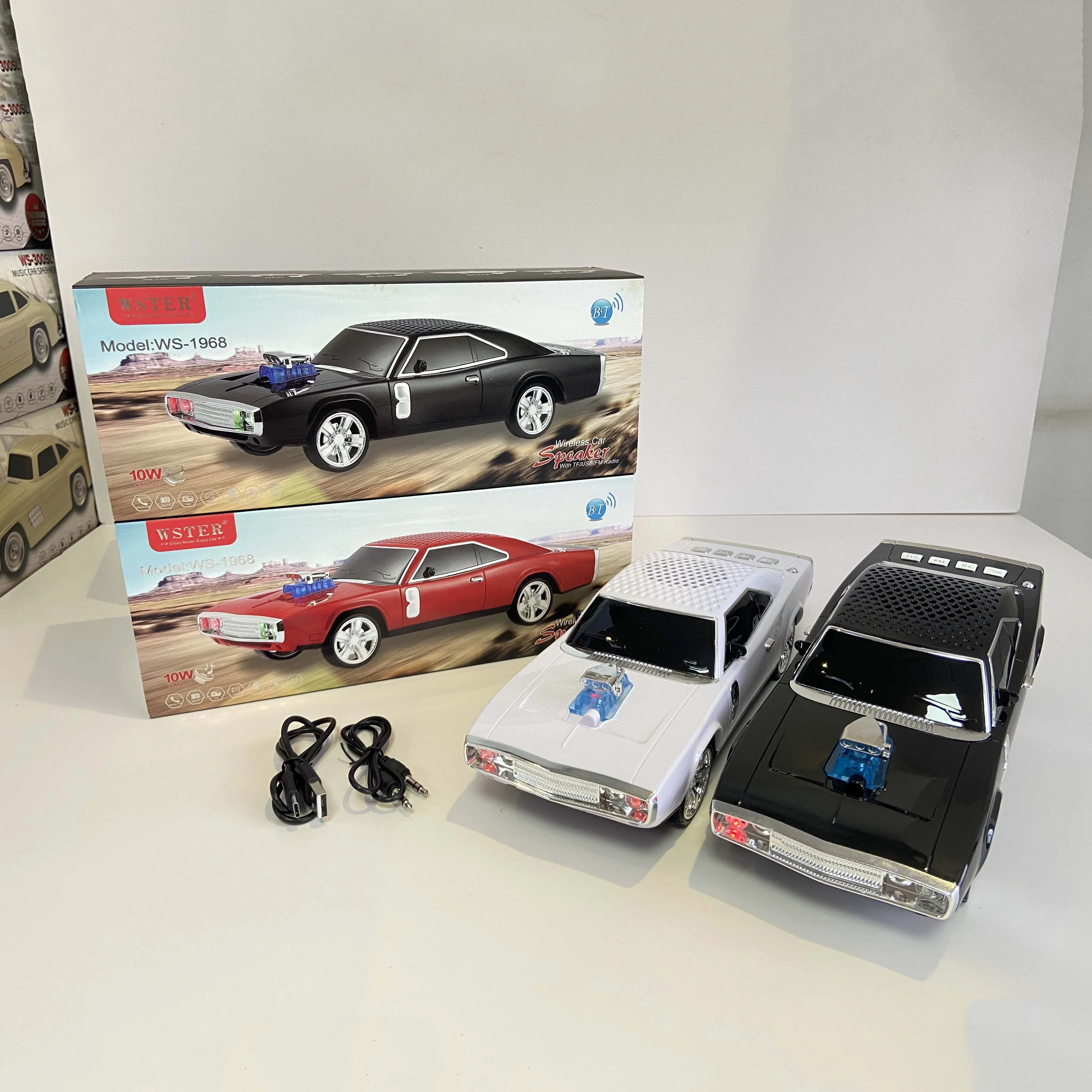 WS1986 1500mAh 1970 Challenger Car Shaped Wireless Home Theater Sound System Portable Mini Blue Tooth Party Speaker