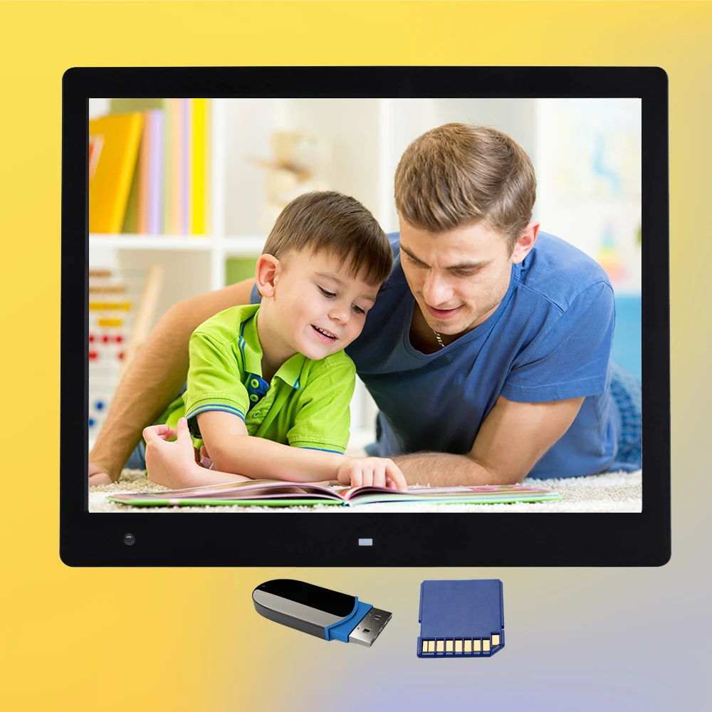 Auto power on 16 inch Digital Photo Frame Playing MP3 MP4 Video Digital Photo playback preload video display