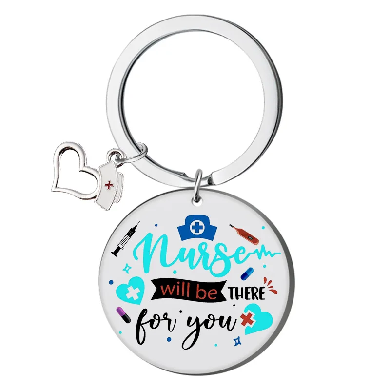 Wholesale Custom Nurse Keychain Gifts Syringe Thermometer Stethoscope Doctor Nurse Stainless Steel Metal Keychain