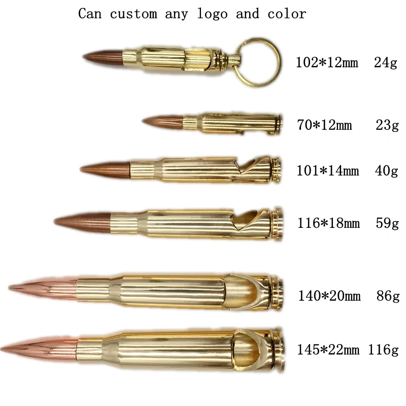 hot sale custom zinc alloy metal electroplate gold 50 caliber beer bar soda bullet bottle opener with gift black box