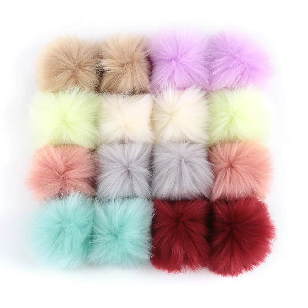 12pcs/set 10cm Multicolor Hat Ball Pom Pom Handmade DIY Artificial Raccoon Ball Wholesale Cap Faux Fox Fur PomPom