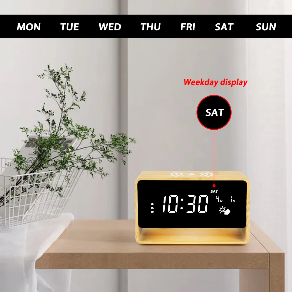 3 in 1 Dorm/Bedroom/Office Wireless Charging Lamp Calendar Display Digital Alarm Clock